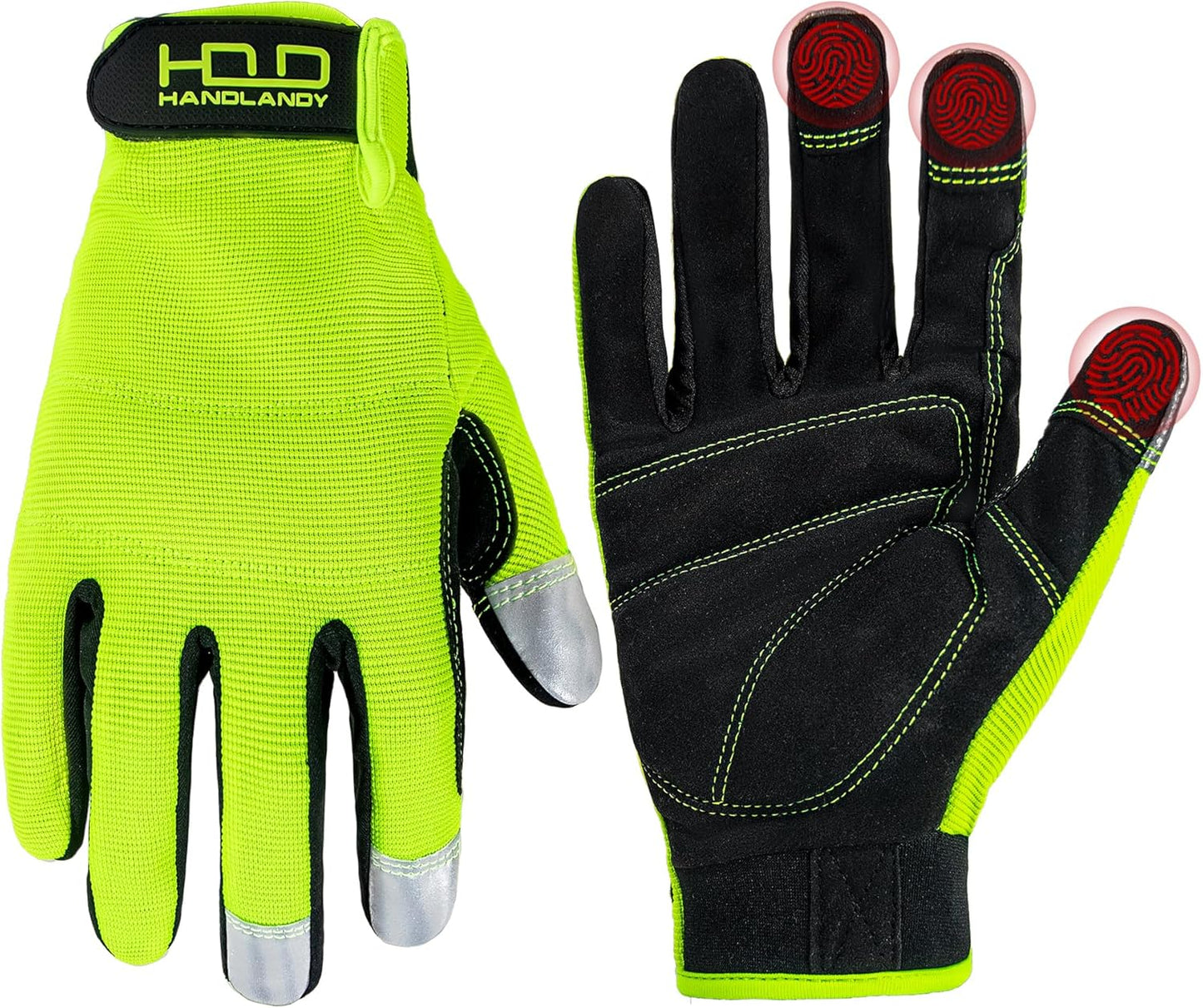 HANDLANDY Work Gloves for Men & Women, Utility Mechanic Working Gloves Touch Screen, Flexible Gardening Gloves for Yard