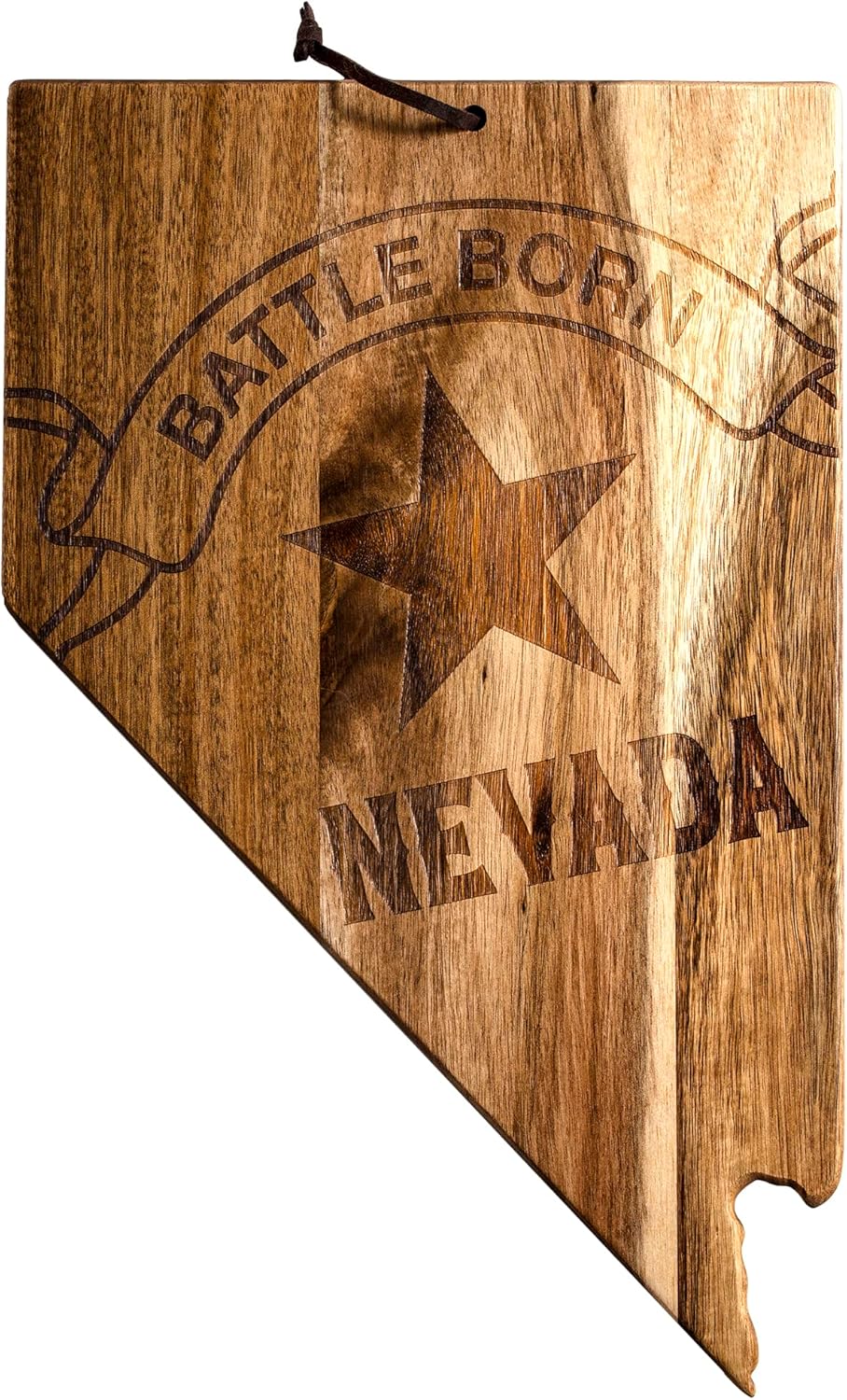 Totally Bamboo Rock & Branch Origins Series New York State Shaped Cutting Board and Charcuterie Serving Tray, Includes Hang Tie for Wall Display