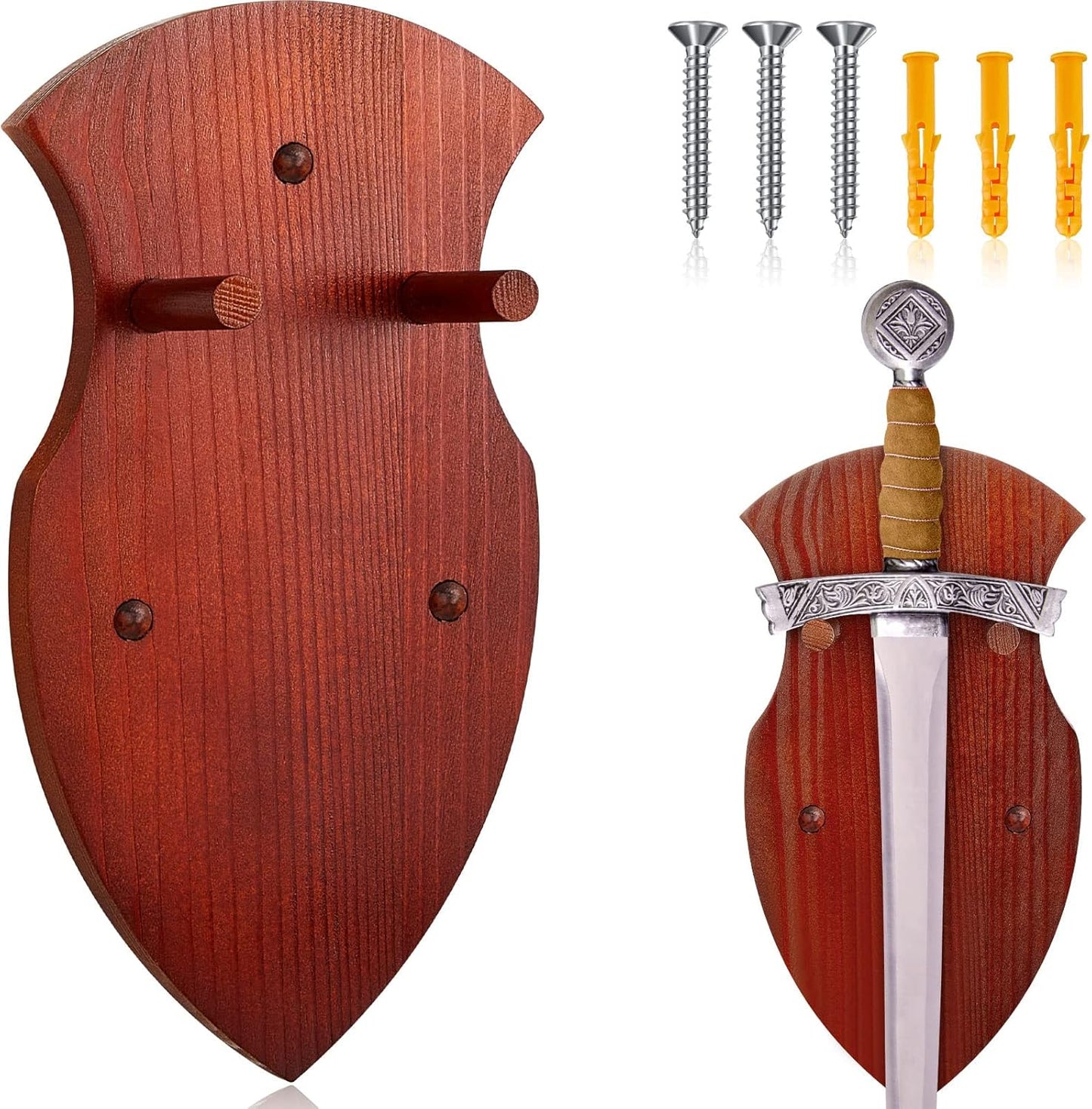 Queekay Wooden Sword Wall Mount Plaque Hanger for Katana Sword Display Stand Decorative Wall Decor for Display Plaque with Hardware(Black,Stylish)