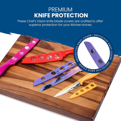CHEF'S VISION Landscape Knife Blade Covers - Premium Kitchen Knife Guards - Protect your Knives With Stylish Knife Sheaths - Durable and Protective Knife Sleeves - Knives not Included