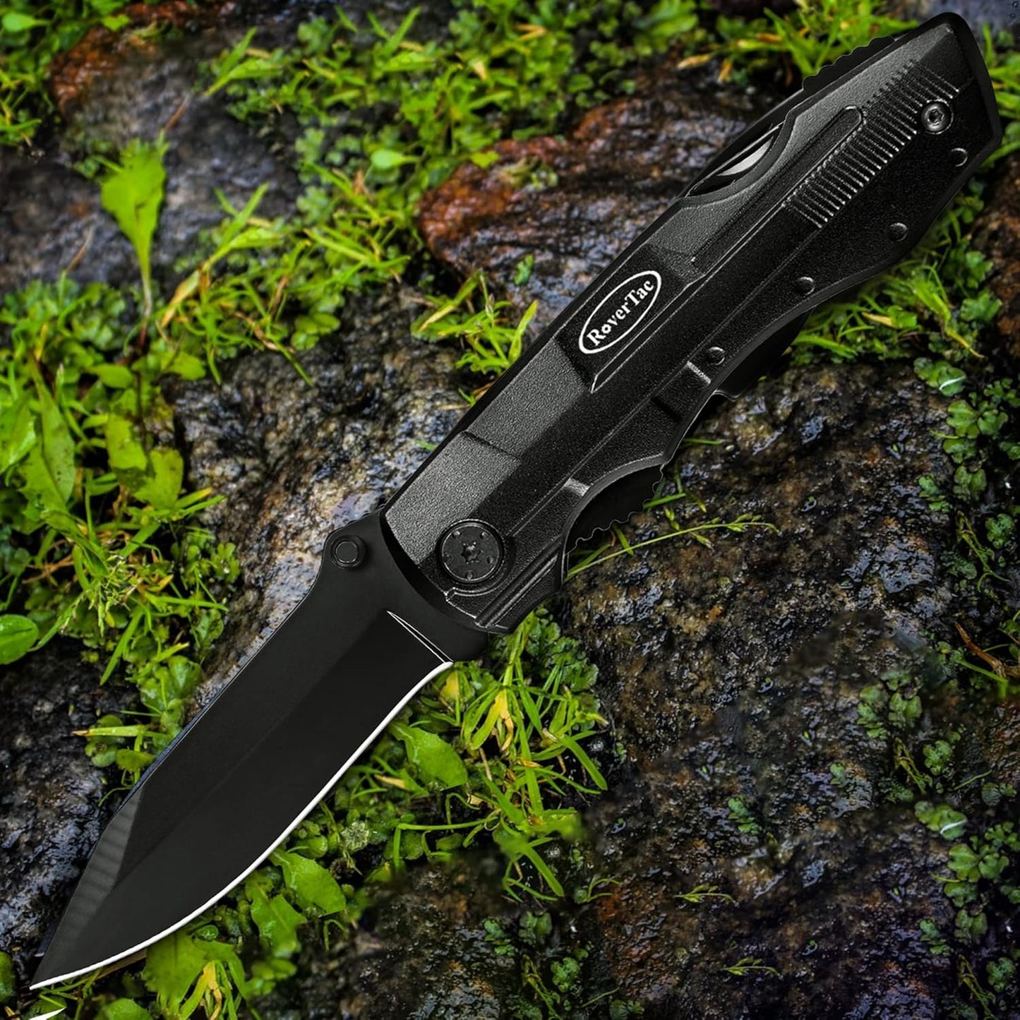 RoverTac Pocket Knife, 15-in-1 Multitool with Pliers, Bottle & Can Opener, 9 Screwdriver Bits, Locking Mechanism & Nylon Sheath - EDC Multi Tool for Camping, Hiking & DIY, Gift for Men & Dad