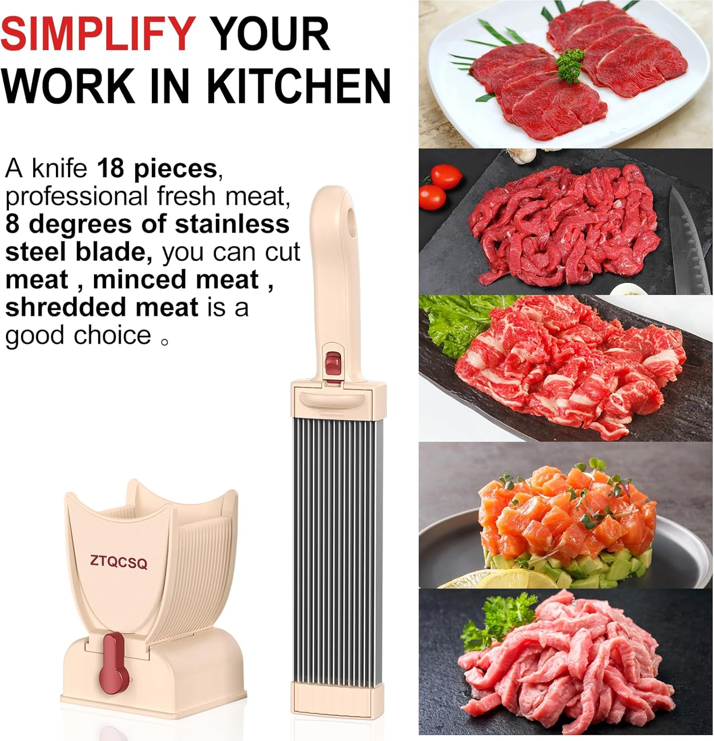 Fresh Meat Slicer Cleaver, Thickness Adjustable 2 or 4 mm, Manual Fresh Meat Cutter, Fresh Meat Slicing Shredding, Fresh Beef Pork Mutton for Home Cooking BBQ Hot Pot Meat Slicer, Meat Cleavers