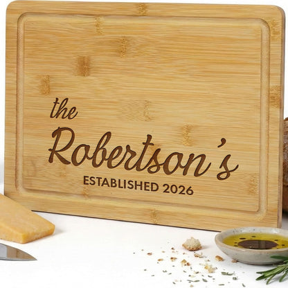 Personalized Cutting Board - Custom Bamboo Engraved Chopping Board for Kitchen - Unique Housewarming Gift for Couples & New Home - Durable Bamboo Carving Board - 4 Size Option
