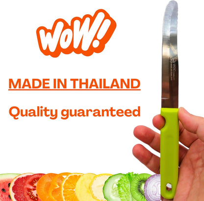 Round Tip Knife, Blunt Knife, Rounded Tip Knives for Cutting Fruit and Vegetable, Smooth Sharp Blade, Safety Knifes (Yellow)