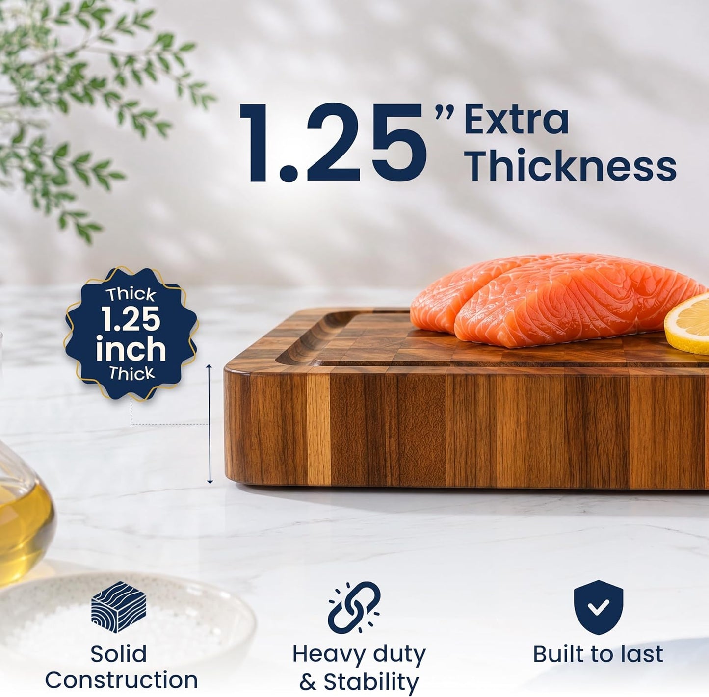 HOMESTEAD End Grain Acacia Wood Cutting Board for Kitchen 23x18x1.5 in, Large Butcher Block Chopping Board for Meat Vegetables with Juice Groove, Handles and Knife-Friendly Surface