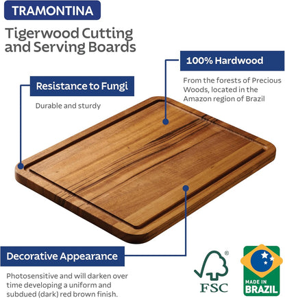 Tramontina FSC Certified Brazilian Tigerwood Cutting and Serving Board Set - 3 Pack (15 x 11-in, 12 x 8-in, 9 x 6-in), 81000/050DS