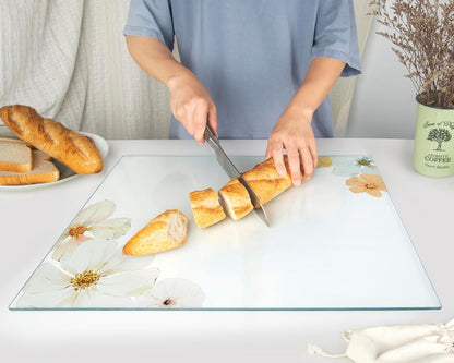 Kitchenville Glass Cutting Board 20”x16”: Tempered Glass Kitchen Counter Protector - Durable- Scratch-Resistant, Heat-Proof - Clear Design