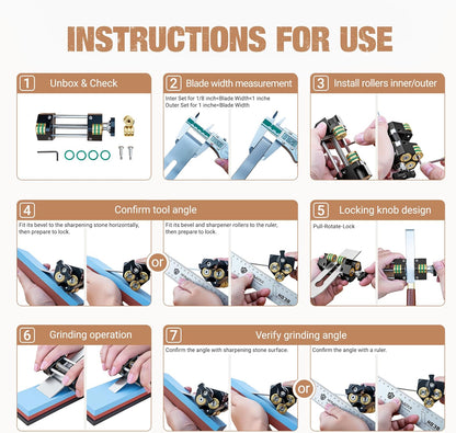 HONGDUI HD34 Honing Guide, Chisel Sharpening Jig for Chisels and Planes (0.1"-3.2") with 4 Brass Rollers & Storage Case, Professional Chisel Woodworking Tool