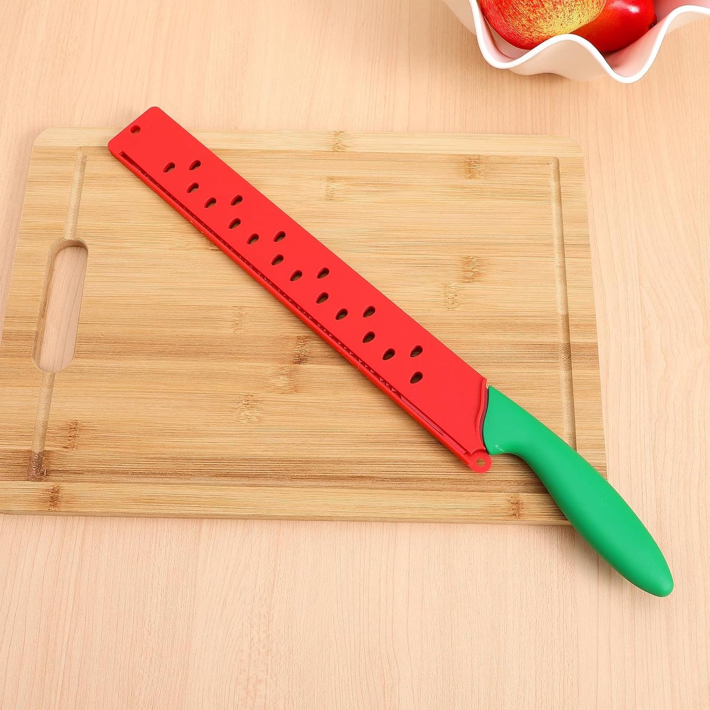 Ipetboom Watermelon Cutter Knife with Sleeve 17.12In Serrated Fruit Slicer for Kitchen Baking Bread Cake Pizza Cutting Tool