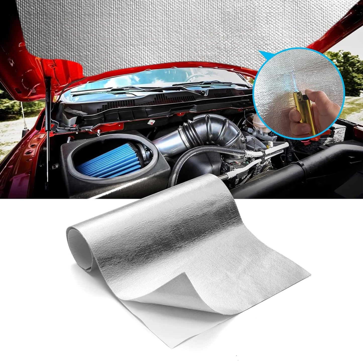 FLASLD Aluminized Heat Shield Thermal Barrier Adhesive Backed Heat Sleeve Up to 2000 Degrees Fahrenheit (12'' X 40'')