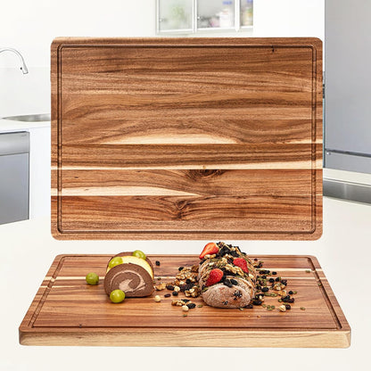 Large Wooden Cutting Board for Kitchen, 20" x 15" Acacia Wood Butcher Block Cutting Board with Juice Groove, Thick Chopping Board Carving Board for Meat Turkey Vegetables
