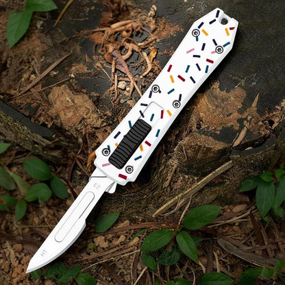 Automatic Utility Knife,All Metal Construction Carbon Stainless Steel Blade,Box Cutter Quick Change Retractable,EDC Push Button with Clip,10PCS #23 Blades Replacement,Stars&Stripes