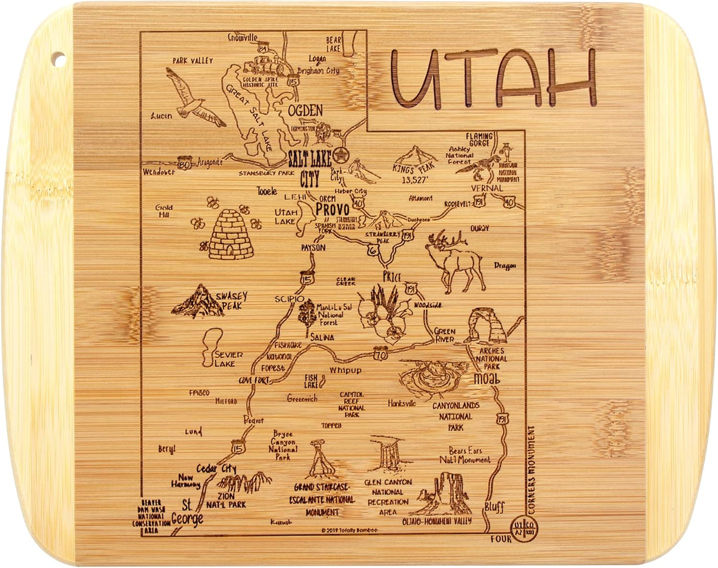 Totally Bamboo A Slice of Life New Jersey State Serving and Cutting Board, 11" x 8.75" - Colors A
