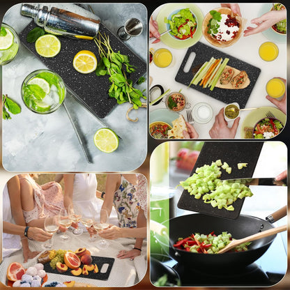 6 Pcs Plastic Cutting Boards Bar Granite Color Cutting Board with Easy Grip Handle Dishwasher for Food Fruits Vegetables Home(Small)