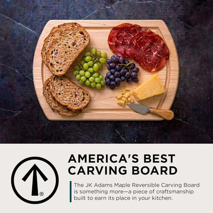 J.K. Adams Reversible Carving Board, Maple Wood Kitchen Cutting Board with Indentation & Juice Groove, 20" x 14" x 1.25" for Food Prep Chopping