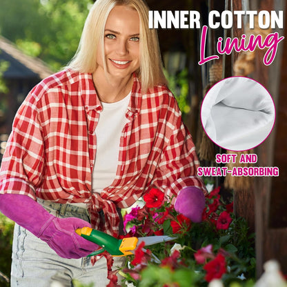 HANDLANDY Rose Pruning Gloves for Men & Women, Long Thorn Proof Gardening Gloves, Breathable Pigskin Leather Gauntlet, Best Garden Gifts & Tools for Gardener