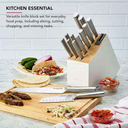 KitchenAid Gourmet Knife Block Set with Built-in Sharpener, 15-Piece, Stainless Steel