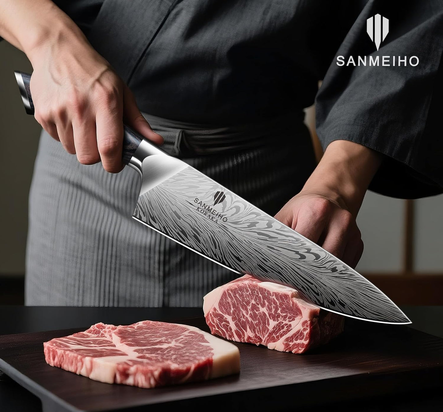 5PCS Knife Set, Kitchen Knife Sets in Powder Steel, Ultra Sharp Japanese Knives Set High Carbon Steel Chef Knives Sets, Cooking Knives Set with Ergonomic Pakkawood Handle