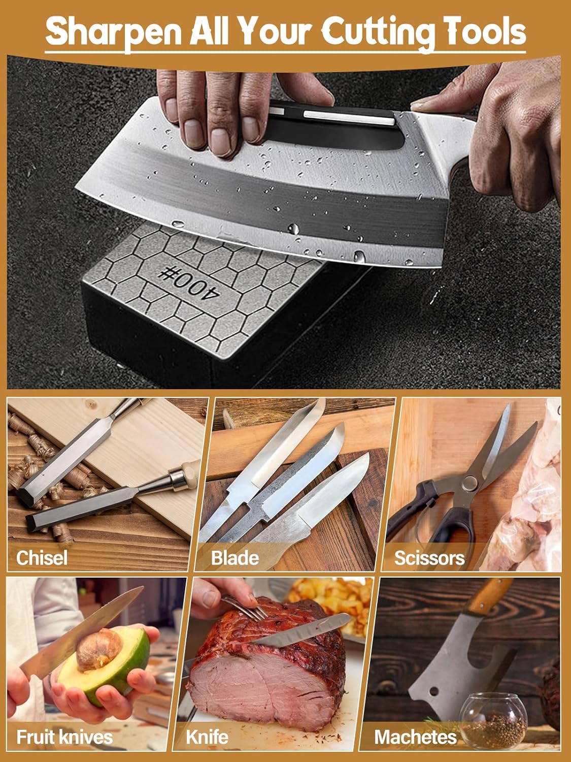 2PCS Diamond Sharpening Stone, Kalolary Knife Sharpener Stone Whetstone Honeycomb Surface Diamond Sharpener Plate with Non-slip Base for Pocket Knives Scissors, Outdoor Kitchen Tools (600/1200 Grit)