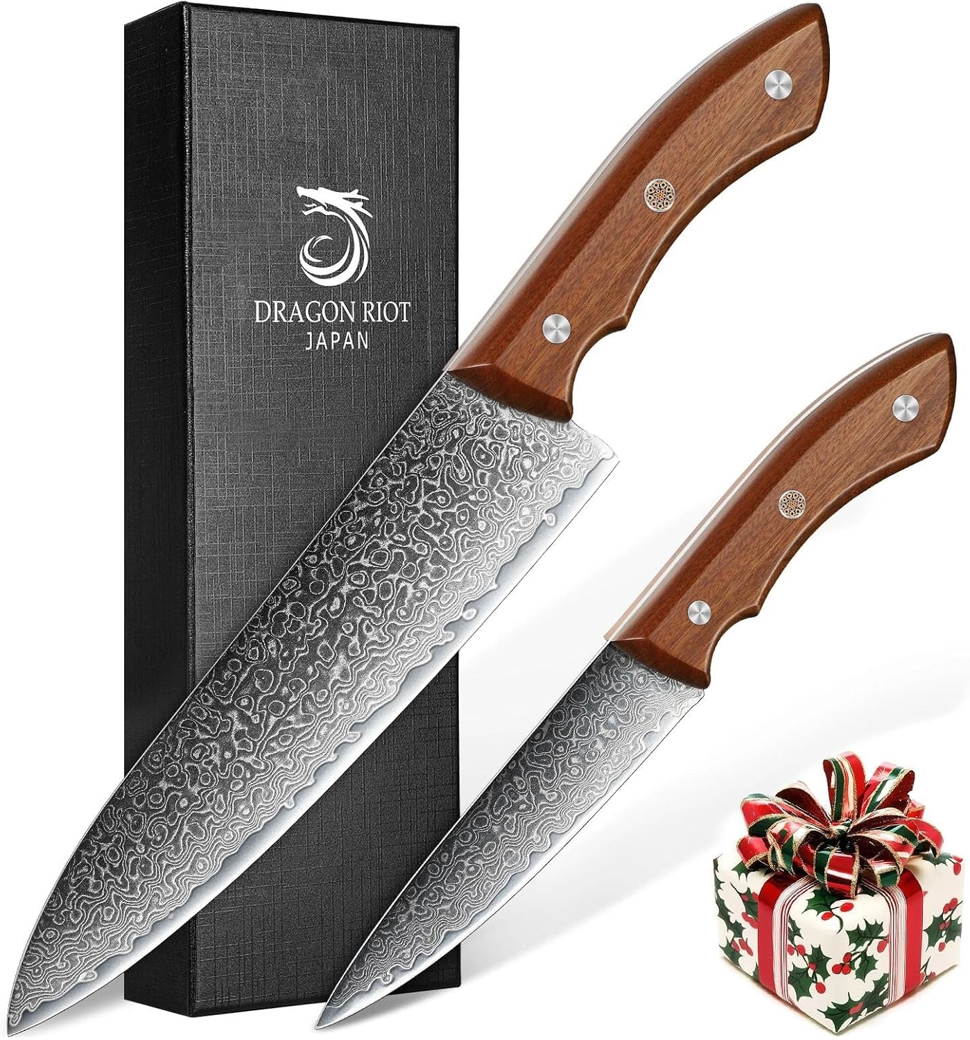 DRAGON RIOT Damascus Boning Knife 6 inch, Professional VG-10 Steel Japanese Fillet Knife, Flexible Deboning Knife,Kitchen Trimming Knife with Ergonomic Wood Handle, Premium Gift Box