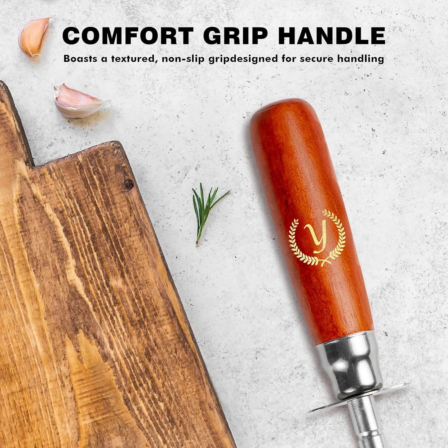Knife Sharpener Rod, 13 Inch Carbon Steel Honing Steel for Kitchen Knives, Professional Magnetized Sharpening Stick with Nickel-Chrome Plating, Easy Grip Tool for Chef Knives