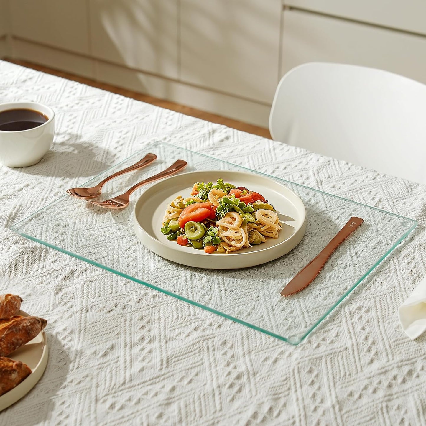 Kitchenville Glass Cutting Board 20”x16”: Tempered Glass Kitchen Counter Protector - Durable- Scratch-Resistant, Heat-Proof - Clear Design
