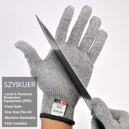 4 PCS (M+L) Cut Resistant Gloves Food Grade Level 5 Hand Protection,Kitchen Cut Gloves (Large+Medium)