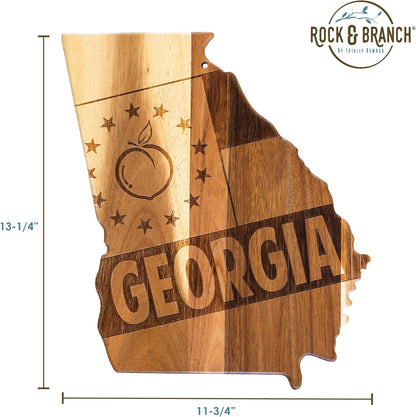 Totally Bamboo Rock & Branch Origins Series New York State Shaped Cutting Board and Charcuterie Serving Tray, Includes Hang Tie for Wall Display