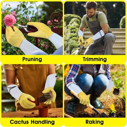 HANDLANDY Rose Pruning Gloves for Men & Women, Long Thorn Proof Gardening Gloves, Breathable Pigskin Leather Gauntlet, Best Garden Gifts & Tools for Gardener