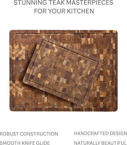 Teakhaus Butcher Block Cutting Board - Large Wooden Cutting Board - Holiday Gift Ideas for Men and Women - Gift-Ready End Grain Wood, Knife Friendly - FSC Certified
