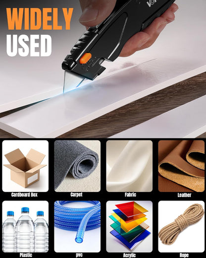 VOTREK® Box Cutter Retractable| Metal Utility Knife Set【Built-In Storage】 Tool-Free Quick Blade Change| Safety Lock| Extra 10 Sharp SK5 Blades| 2-Pack Heavy Duty Razor Knife for Cardboard & Plastic