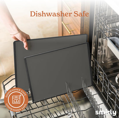 SMIRLY Plastic Cutting Board Set with Holder 3 Pieces, Non-Slip Dishwasher Safe Chopping Boards for Kitchen, Black & White