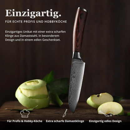 Wakoli EDIB Damascus Meat Knife – 7-Inch Japanese-Style Kitchen Knife for Meat, BBQ, and Roasts, 67-Layer Damascus Steel Blade with VG10 Core, Ergonomic Pakkawood Handle – Carving Knife in Gift Box