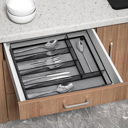 Neudeco Silverware Organizer,Mesh Drawer Organizer for Kitchen，Metal Utensil Organizer for Flatware, Knives, Spoons,Cosmetic (Silver 9 * 3 * 2 inch Pack6)