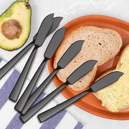 E-far Butter Spreader Knife Set of 6, 7-Inch Stainless Steel Cheese Dessert Knives for Kitchen Restaurant Party, Mirror Silver, Smooth Rounded Handle