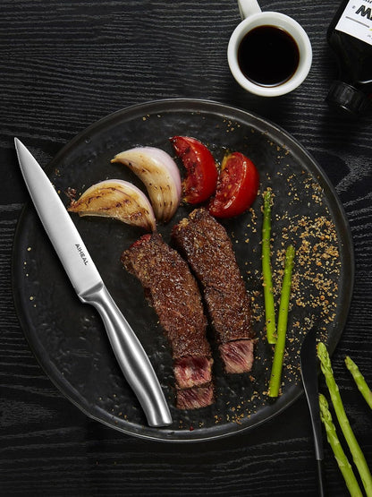 Aiheal Steak Knives, Stainless Steel Steak Knives Set of 8, Never Needs Sharpening Dinner Steak Knife Set, Sharp Micro Serrated Knives