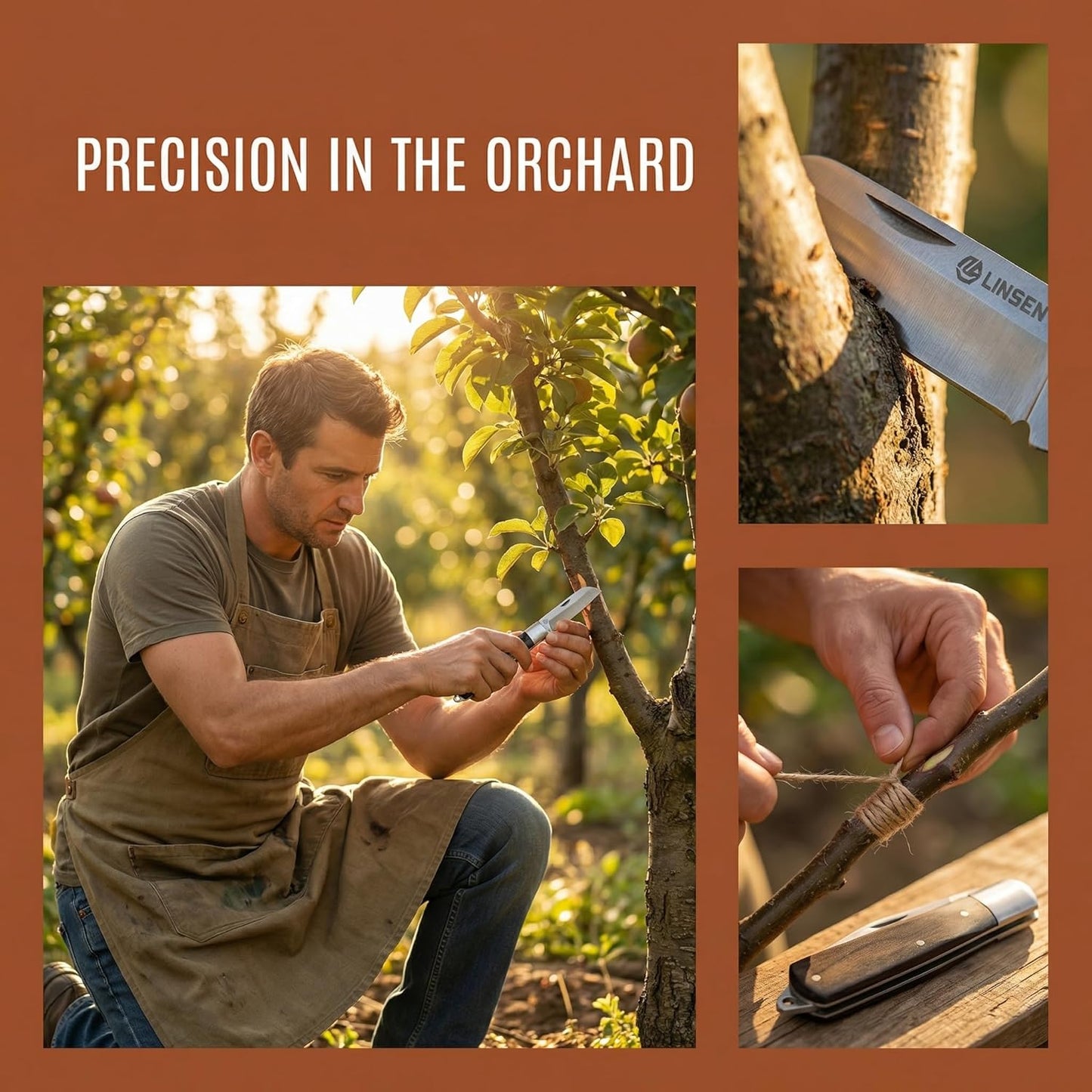 Professional Pruning & Grafting Knife - 3.5 Inch Sharp Stainless Steel Blade, Gardening, Budding, Mushroom Harvesting & Outdoor Use (model-E)