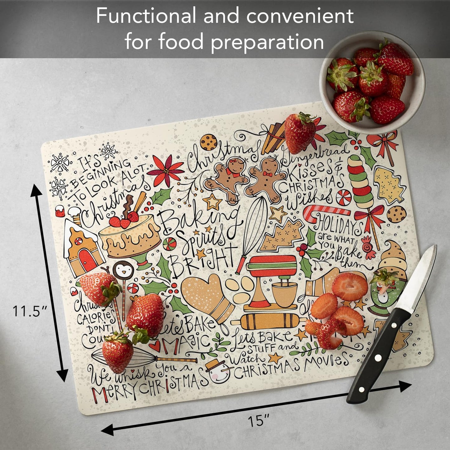Cut N' Funnel Farmhouse Fall Designer Flexible Cutting Board Mat 15" x 11.5" Made in the USA Decorative Flexible Easy to Clean