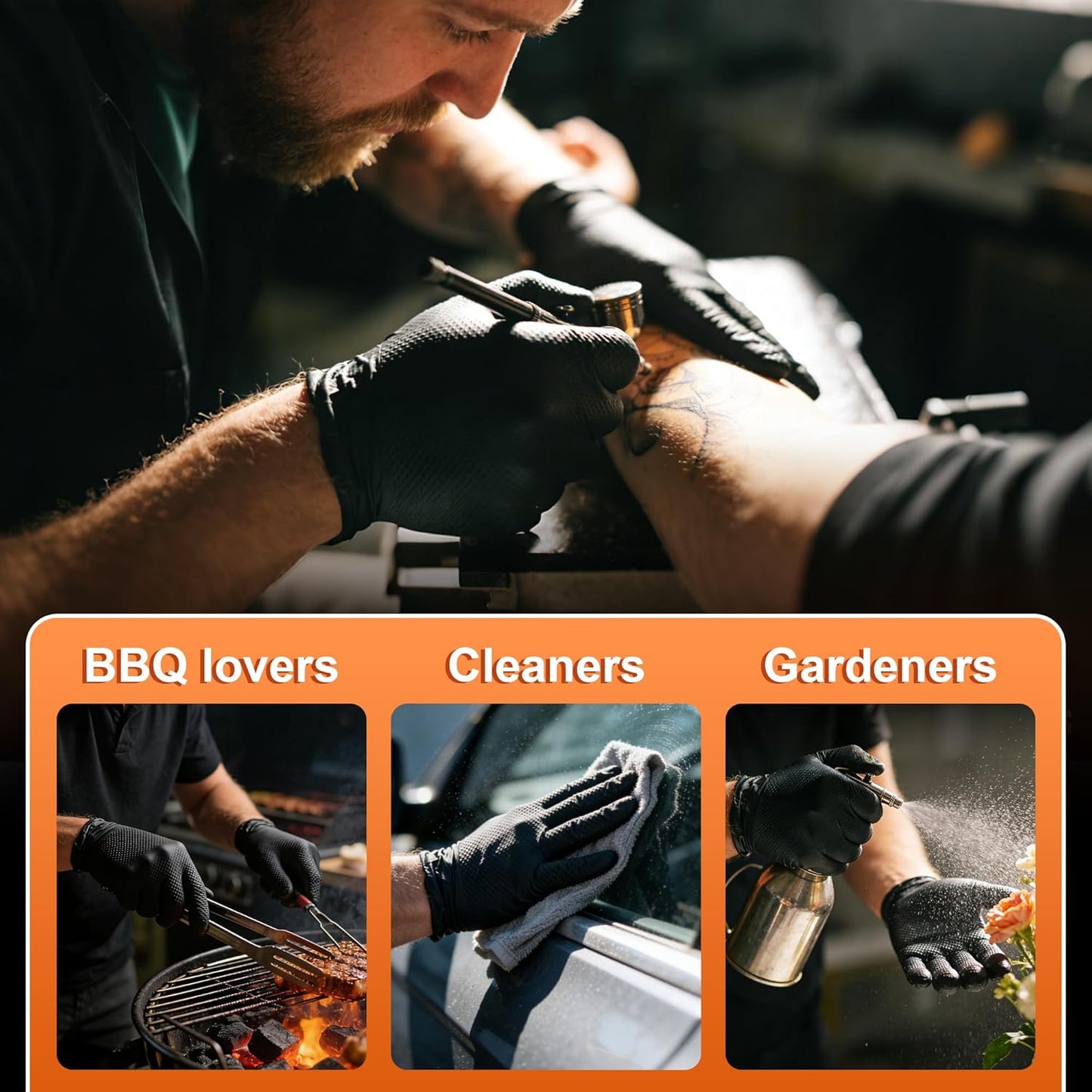10mil Nitrile Gloves Thick,Industrial Disposable Gloves with Diamond Textured,Heavy Duty Mechanic Glove,Latex Free