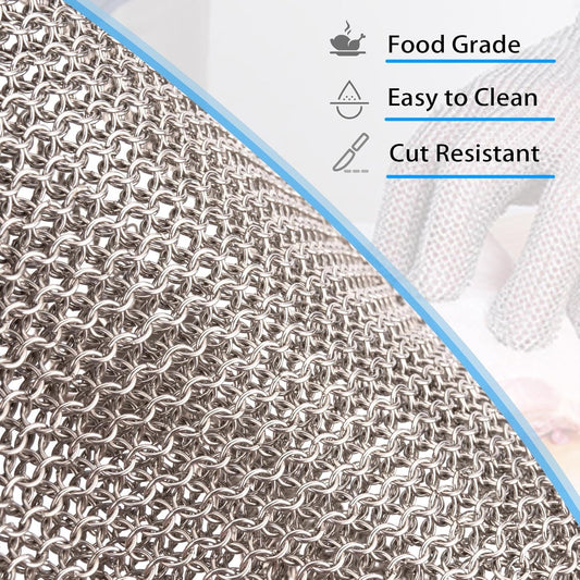 JZD Cut Resistant Gloves Good Grade - Level A9 Protection; Ambidextrous; Stainless Steel; Kitchen Work Protective Gloves