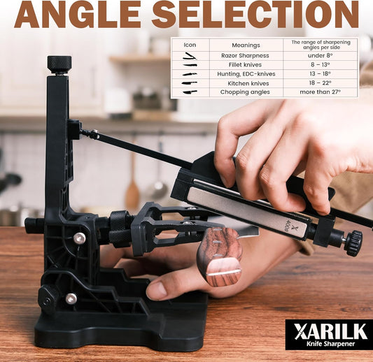 Upgraded XARILK Professional Knife Sharpening System GEN2, Heavy-duty | Aluminum Precision Knife Sharpener Tool & Sharpening Kit W/Diamonds (320# 800# 2000#)