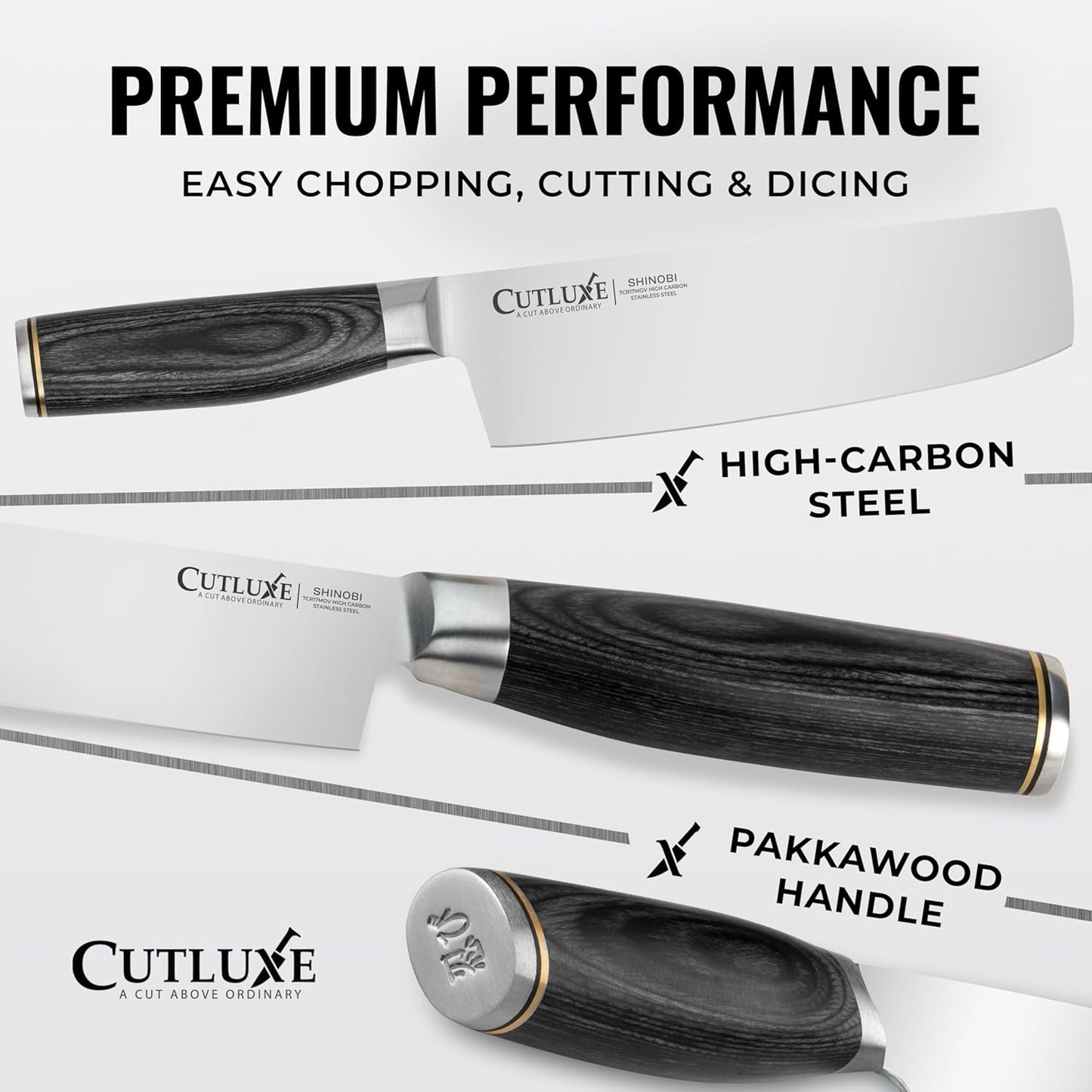 Cutluxe Nakiri Knife, 7" Vegetable Knife – for Chopping, Dicing & Slicing, Razor Sharp, Full Tang, Ergonomic Handle Design – Artisan Series