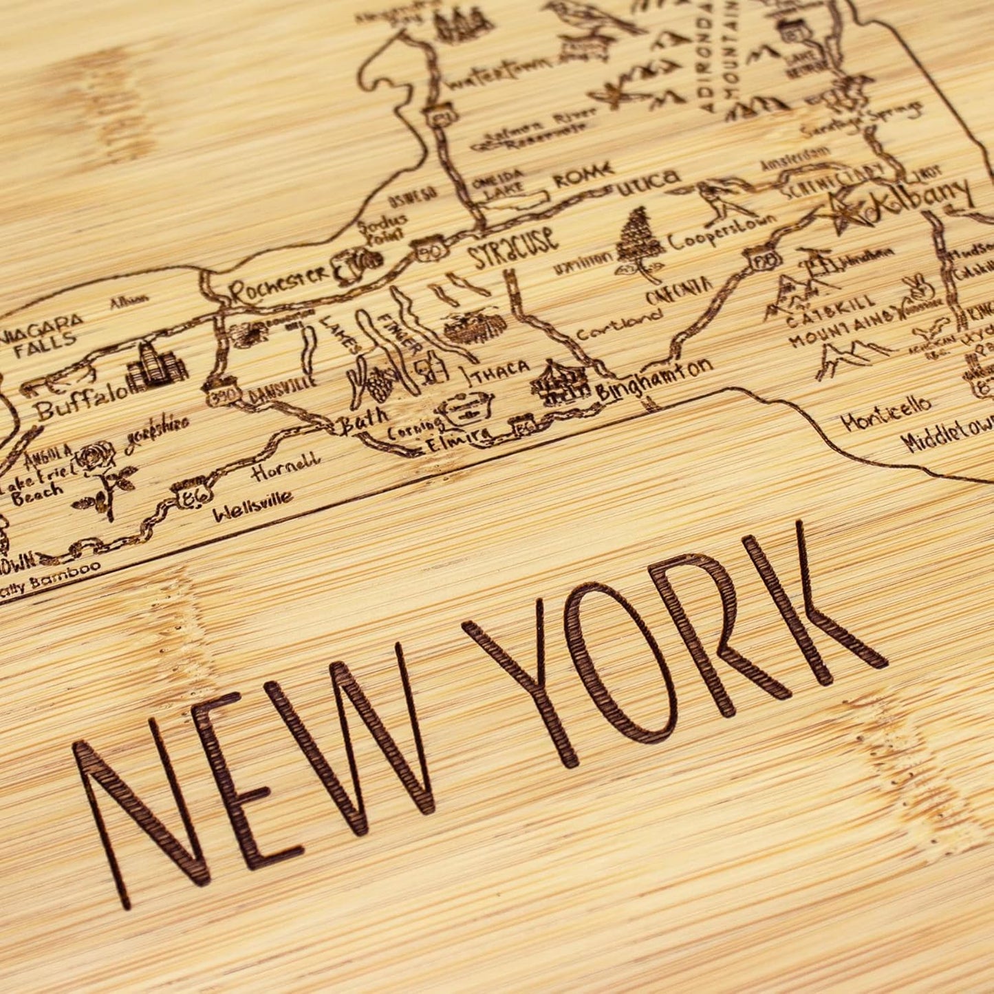 Totally Bamboo A Slice of Life New Jersey State Serving and Cutting Board, 11" x 8.75" - Colors A