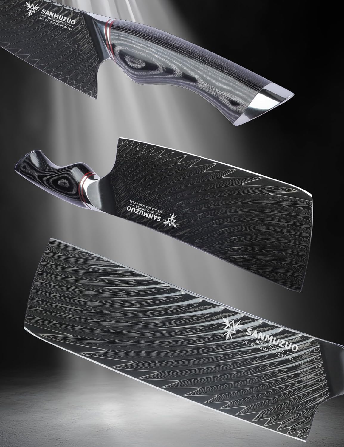 3.5 Inch Paring Knife - Fruit and Vegetable Peeling Knives, Black Damascus Steel with Ergonomic Handle - MIAO Series