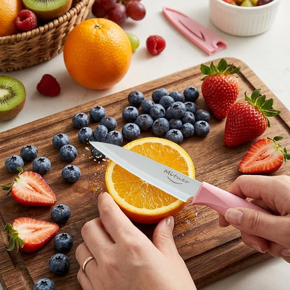 6PCS Paring Knives, Stainless Steel Paring Knife Set with Matched Knife Sheath, 4 Inch Peeling Fruit Vegetable Kitchen Knife, German Steel, PP Plastic Handle
