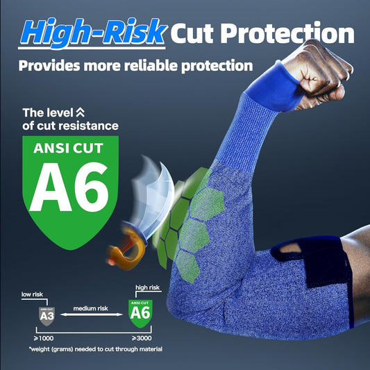 Schwer 2 Pairs AIR-SKIN ANSI A6 Cut Resistant Arm Sleeves for Men & Women S902, Non-PFAS Arm Protectors for High Risk Work, UPF50+ UV Protection Cooling Gardening Sleeves for Farming, Lightweight