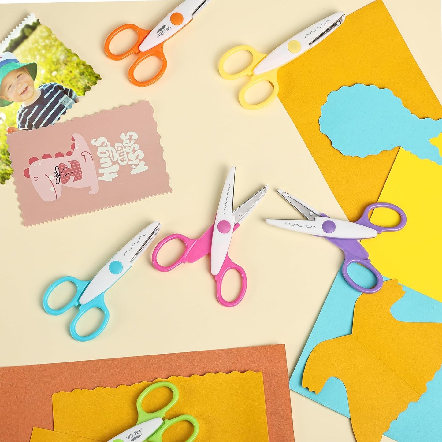 Mr. Pen- Craft Scissors Decorative Edge, 6 Pack, Bright, Zig Zag Scissors for Crafting, Scrapbooking, Fancy, Pattern, Design