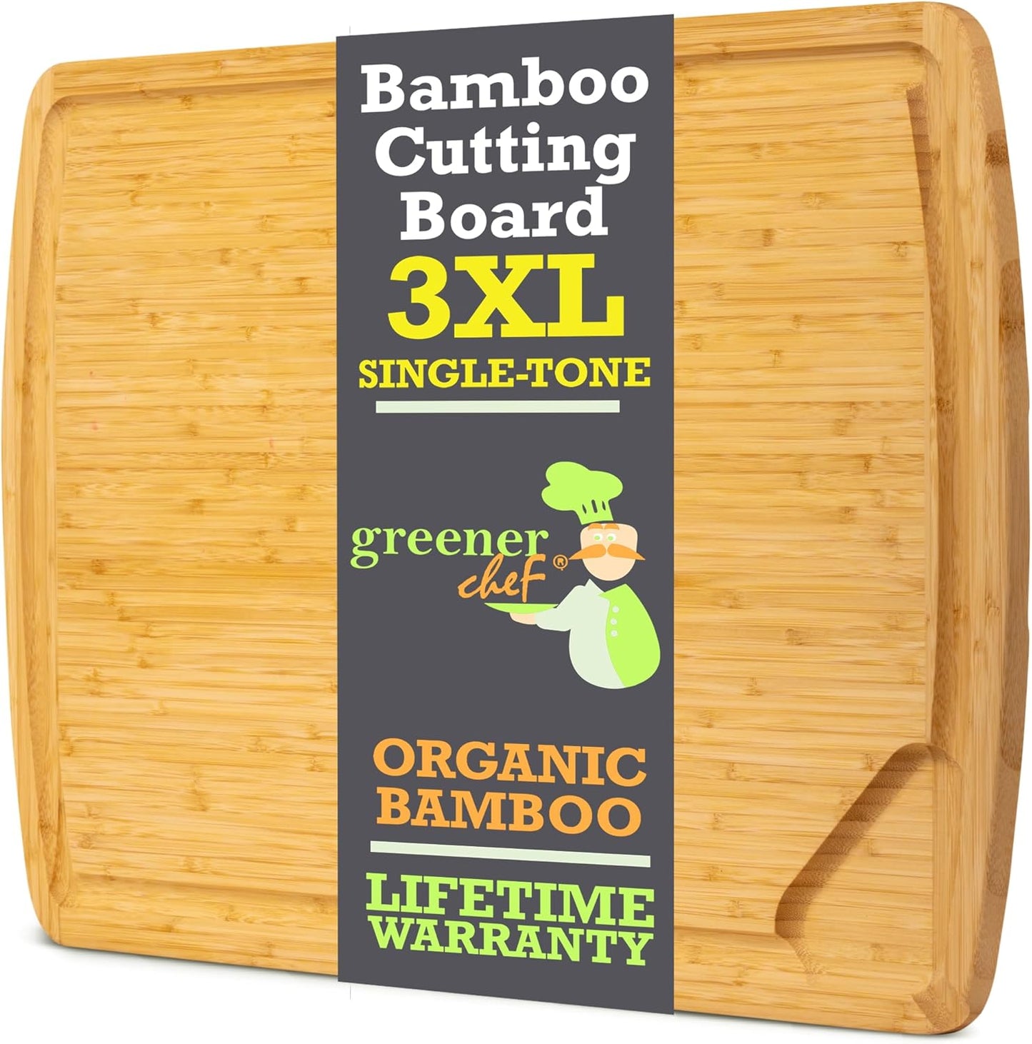 Greener Chef 30 x 20 Organic Extra Large Cutting Board with Lifetime Replacements – Wood Bamboo Chopping Board - Wooden Butcher Block Cutting Board for Carving Turkey, Grilling Brisket and BBQ