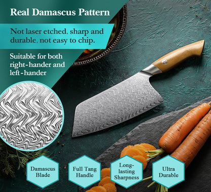 HEZHEN Damascus Chef Knife, 8.5 Inches, 67 Layers Damascus Steel, Professional Japanese Kitchen Knife for Chefs and Home Cooking, Ultra-sharp Blade with Linen Micarta Handle, Gift Packing