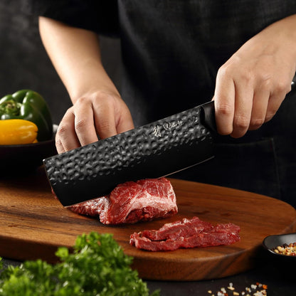 Wakoli Yugen Nakiri Knife – 7.1-Inch Professional Japanese Vegetable Knife | 5Cr15MoV Stainless Steel Blade with Black Titanium Coating | Ergonomic G10 Handle | Premium Kitchen Knife in Gift Box